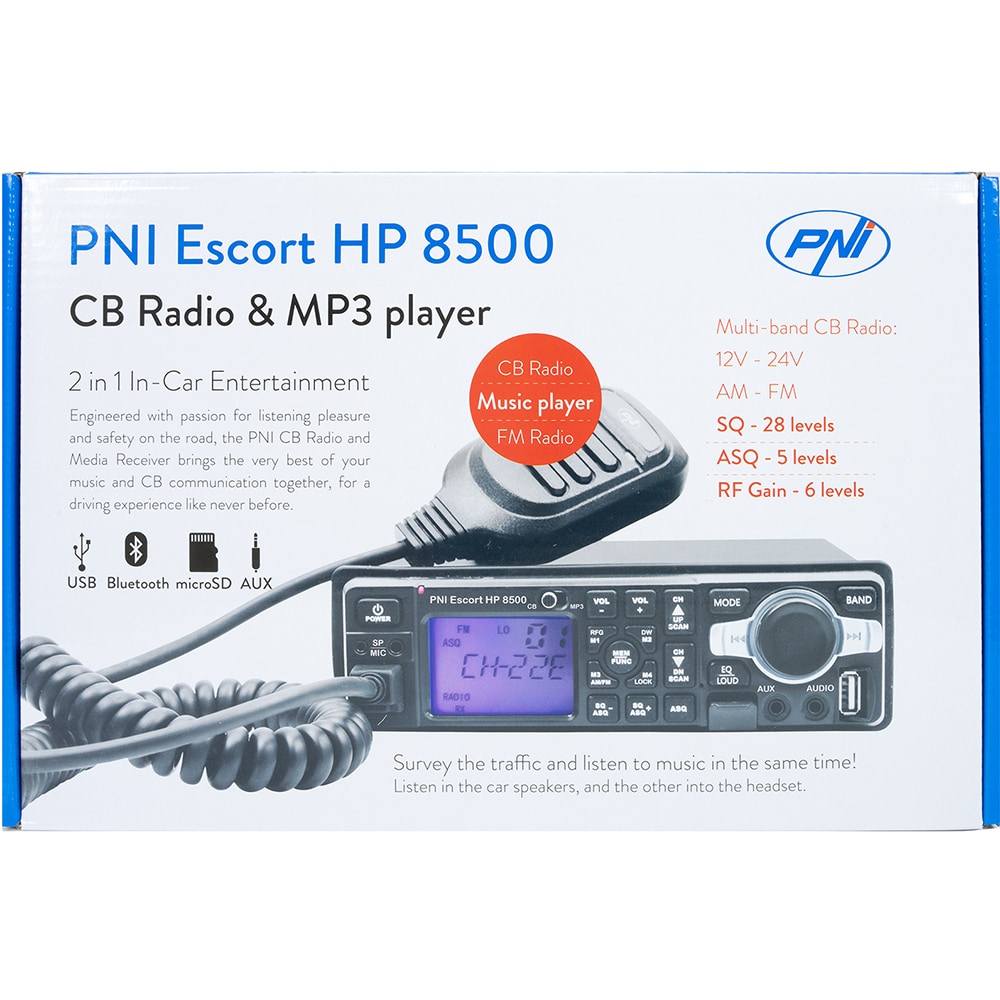Statie radio CB PNI Escort HP 8500, 4W, ASQ reglabil, AM-FM