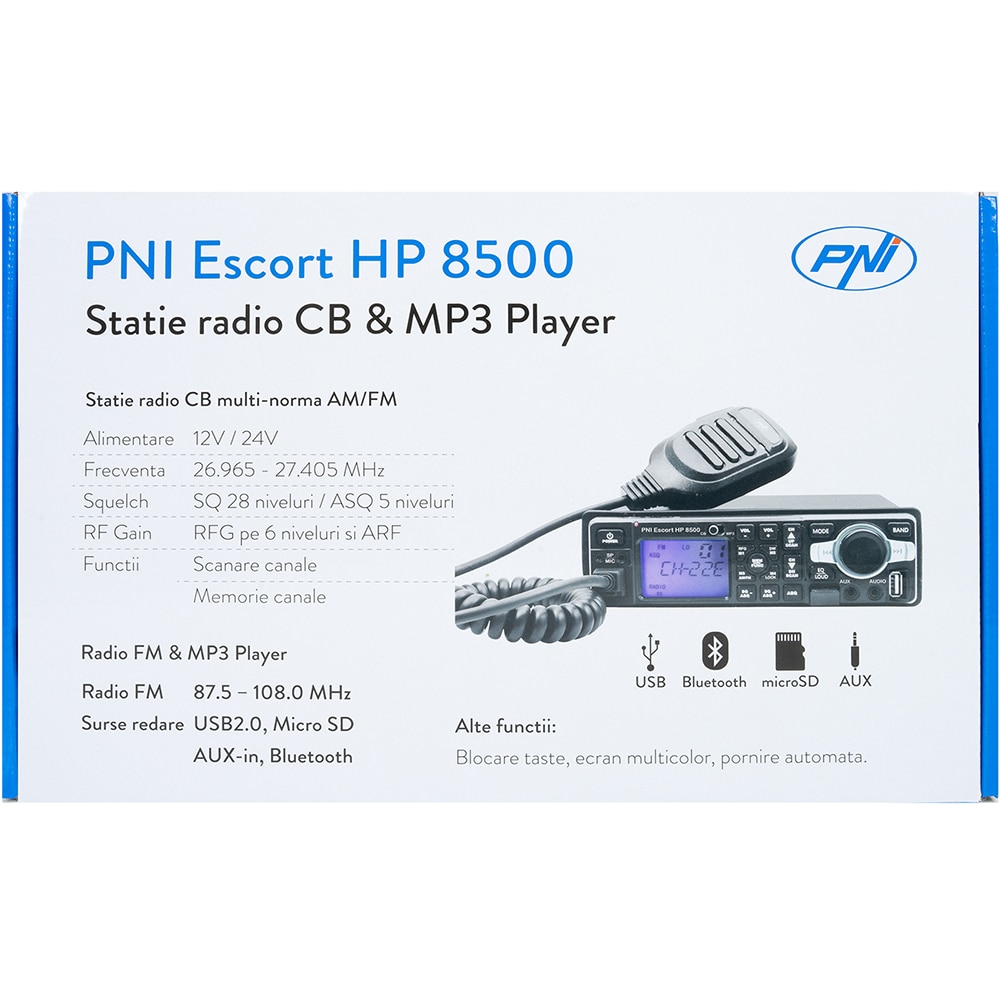 Statie radio CB PNI Escort HP 8500, 4W, ASQ reglabil, AM-FM