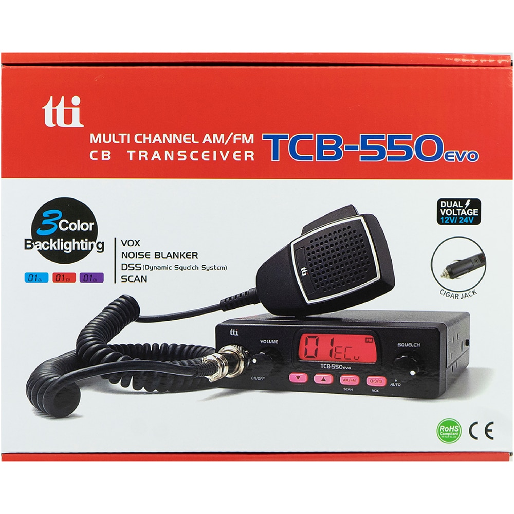 Statie radio CB TTI TCB-550 Evo, 4W, ASQ reglabil, AM, FM