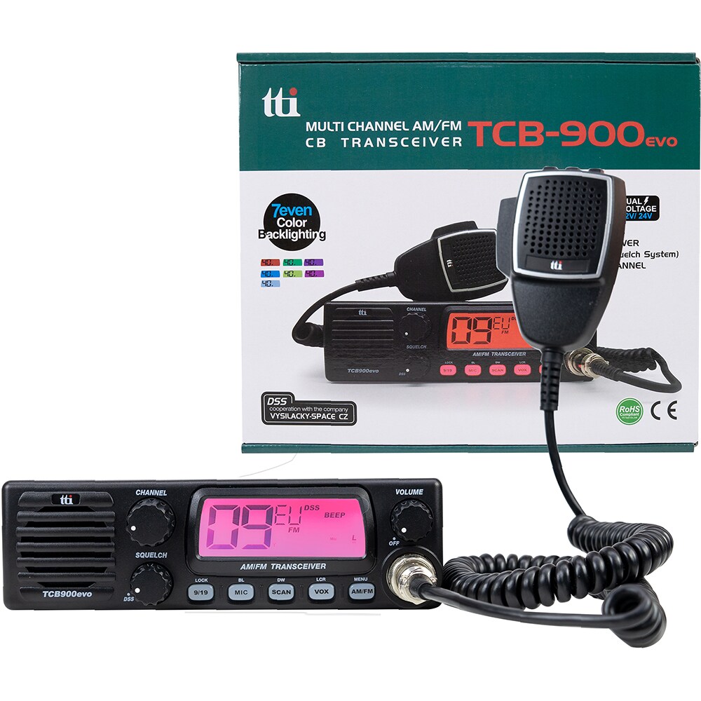 Statie radio CB TTI TCB-900 Evo, 4W, ASQ reglabil, FM, AM