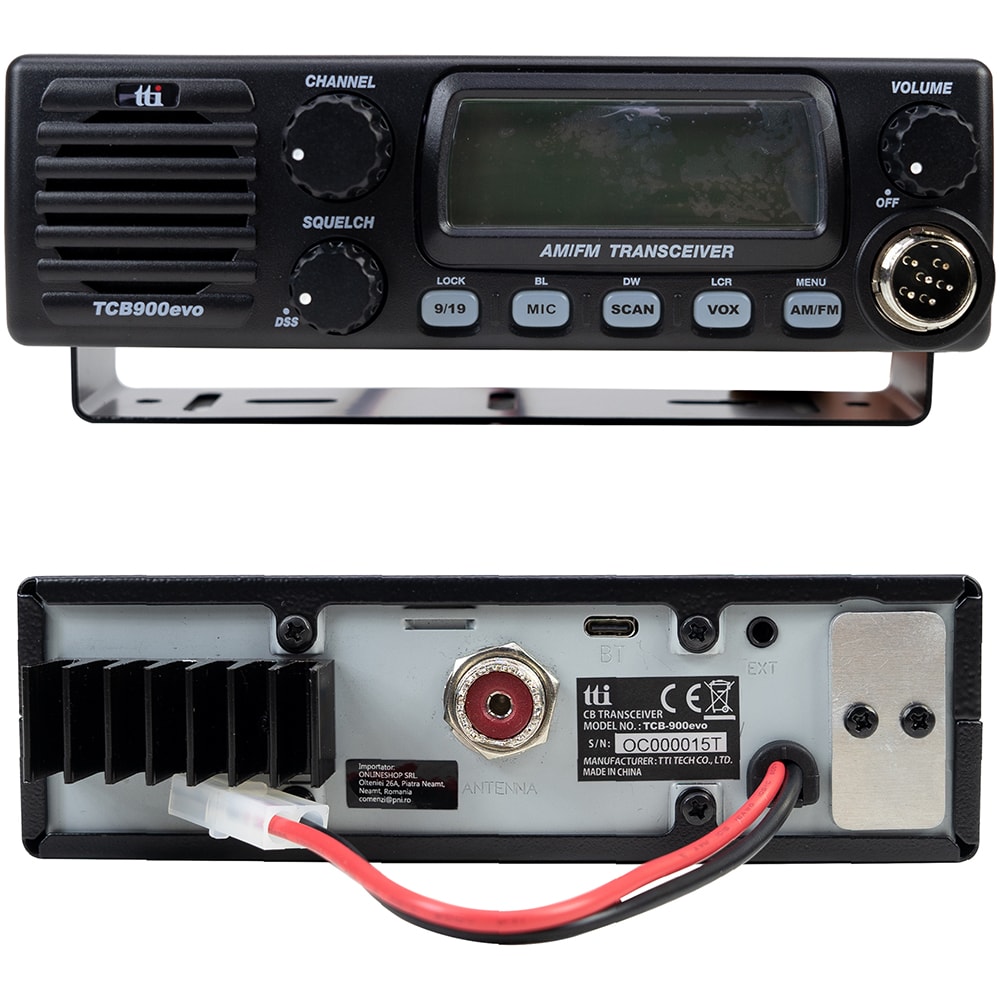 Statie radio CB TTI TCB-900 Evo, 4W, ASQ reglabil, FM, AM