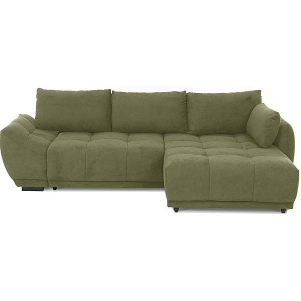 Coltar extensibil pe dreapta Amelia Frisco G704, 2 locuri, cu lada, 269 x 169 x 87 cm, verde