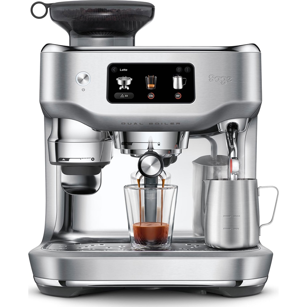 Espressor manual SAGE Oracle Dual Boiler SES995BSS, 2.3l, 1900W, 14 bar, sistem Auto Dial-In, argintiu