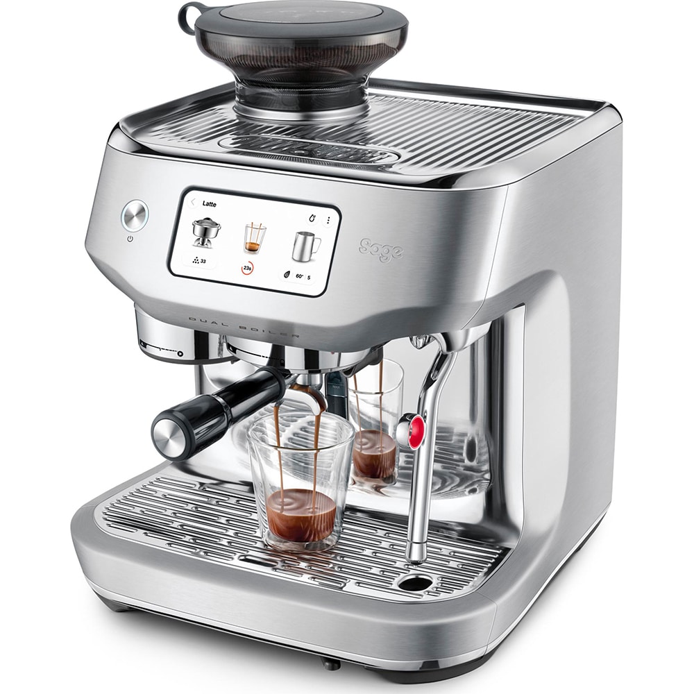 Espressor manual SAGE Oracle Dual Boiler SES995BSS, 2.3l, 1900W, 14 bar, sistem Auto Dial-In, argintiu