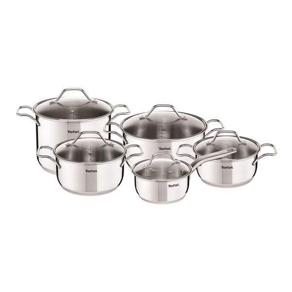 Set de vase TEFAL Intuition A702SC84, 10 piese, 1.3-6l, 16-24cm, inox, argintiu