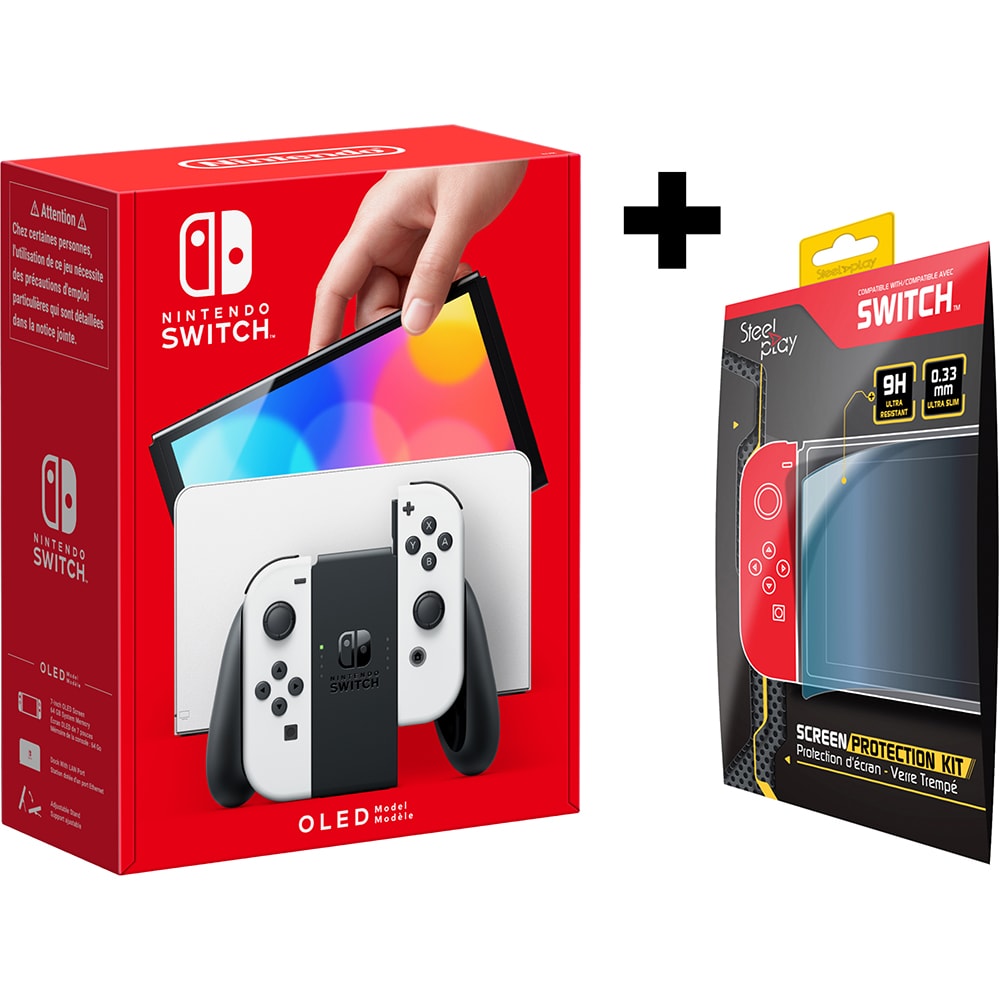 Consola NINTENDO Switch OLED (White Joy-Con) + Screen Protection Kit