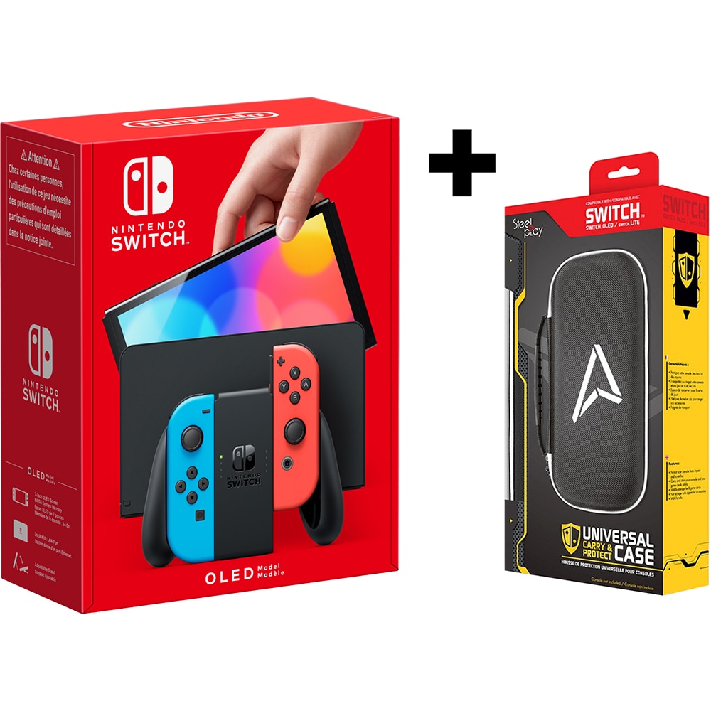 Consola NINTENDO Switch OLED (Joy-Con Neon Red/Neon Blue) + Carry Protect Case