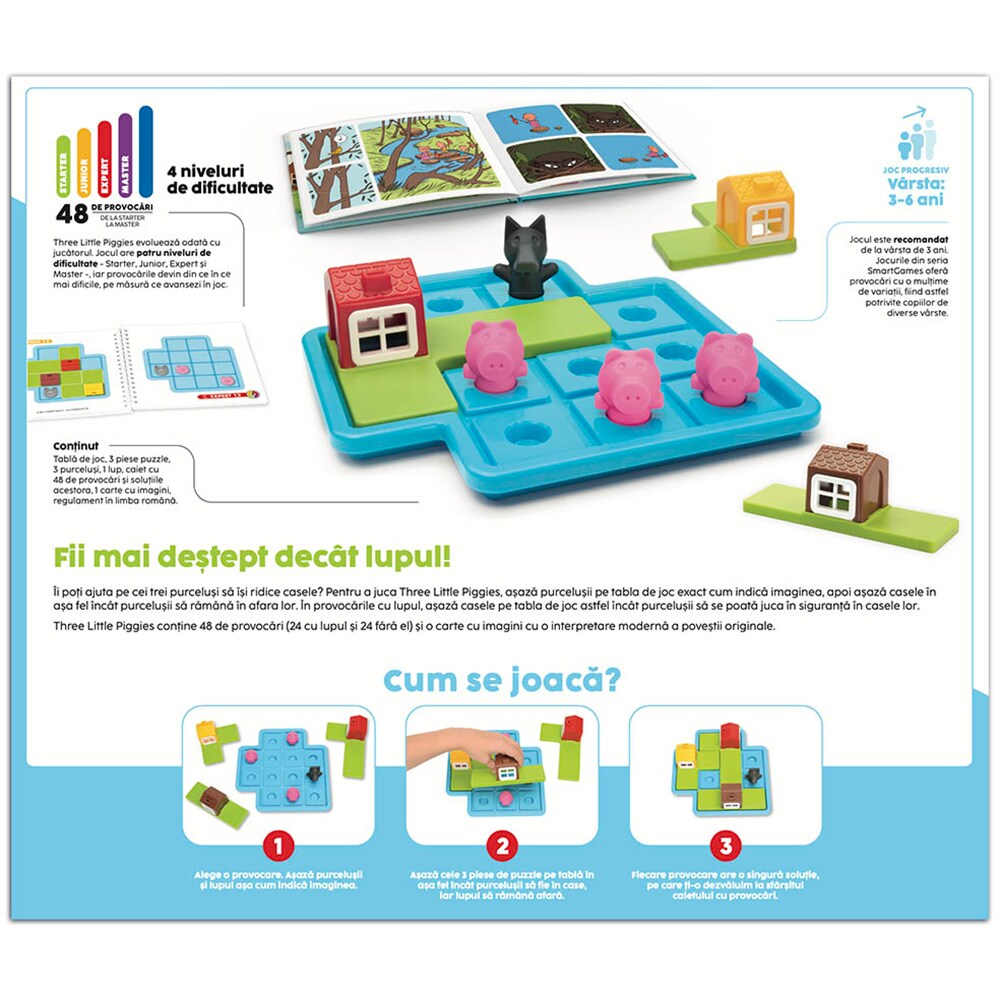 Joc educativ SMART GAMES Three Little Piggies SG023RO, 3 ani+, 1 jucator