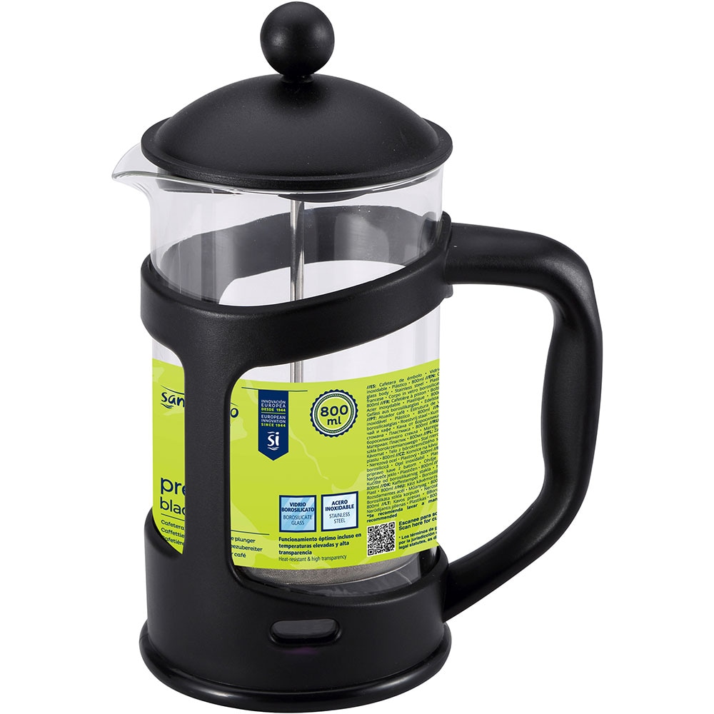 Infuzor ceai SAN IGNACIO Presto Black SG-3301, 0.8l, sticla, negru