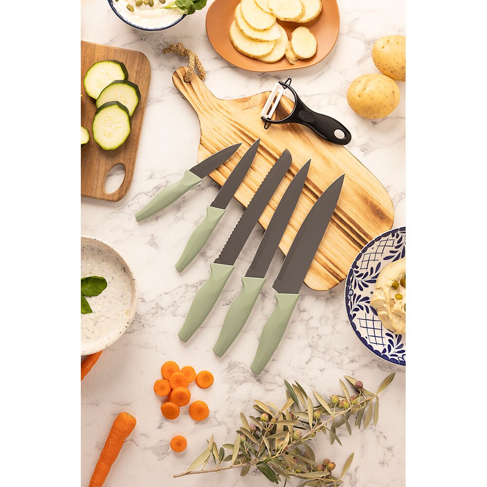 Set cutite SAN IGNACIO Cedar SG-4129, 5 piese, inox, 8.75-20cm, verde
