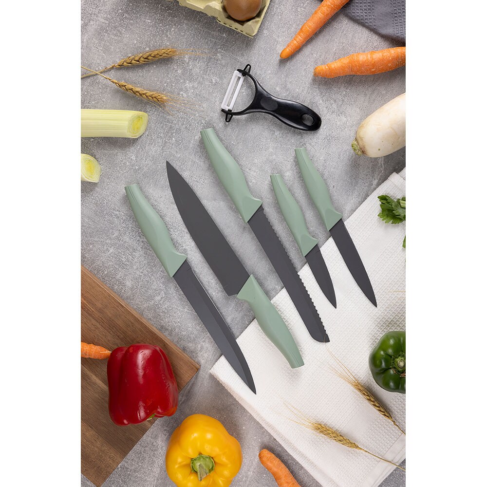 Set cutite SAN IGNACIO Cedar SG-4129, 5 piese, inox, 8.75-20cm, verde