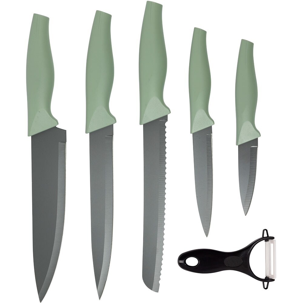 Set cutite SAN IGNACIO Cedar SG-4129, 5 piese, inox, 8.75-20cm, verde