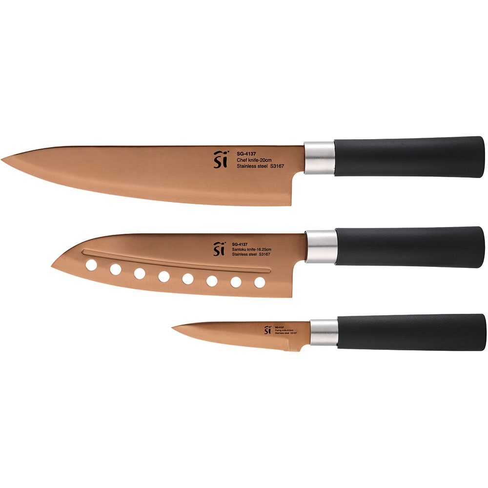 Set cutite SAN IGNACIO Samurai SG-4137, 3 piese, inox, cupru