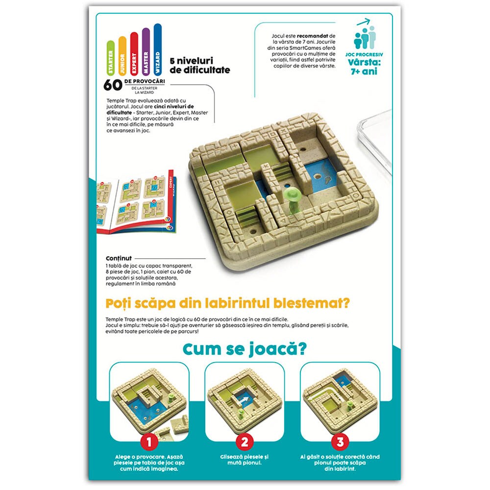 Joc educativ SMART GAMES Temple Trap SG437RO, 7 ani+, 1 jucator