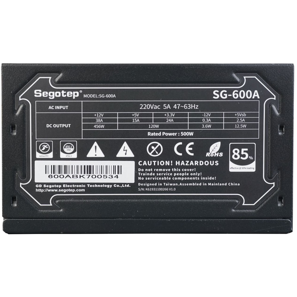 Sursa PC SEGOTEP SG-600A, 500W, 120 mm