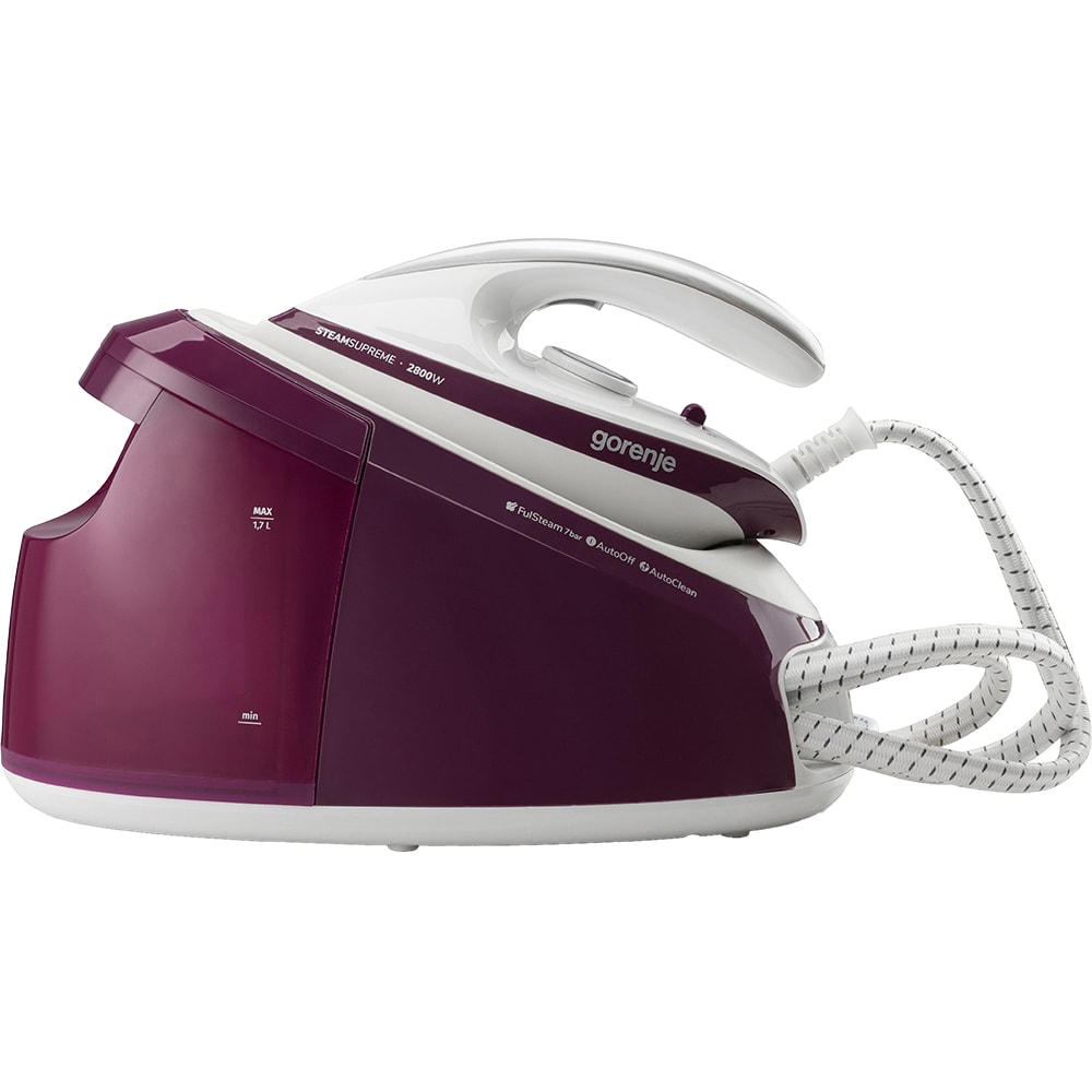 Statie de calcat GORENJE SGD2800WV, 2800W, 500g/min, 1700ml, talpa ceramica, visiniu-alb