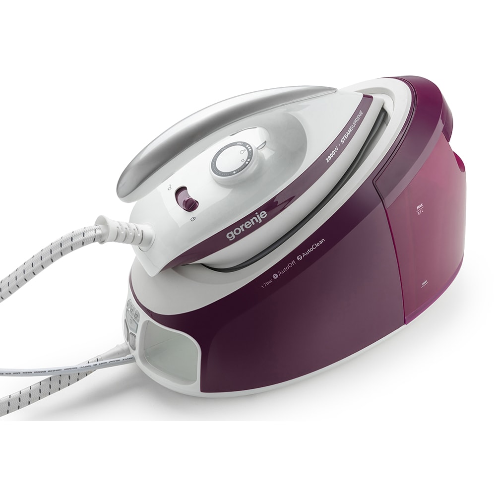 Statie de calcat GORENJE SGD2800WV, 2800W, 500g/min, 1700ml, talpa ceramica, visiniu-alb