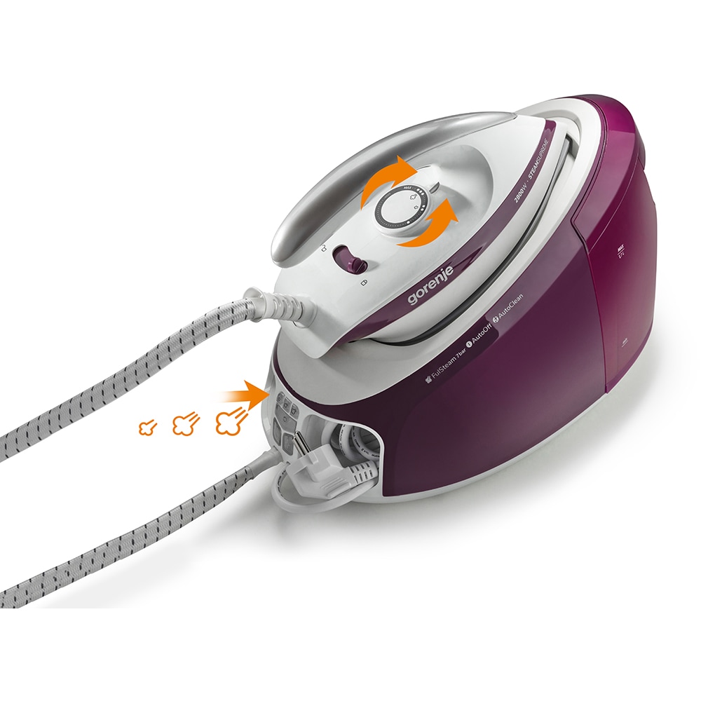 Statie de calcat GORENJE SGD2800WV, 2800W, 500g/min, 1700ml, talpa ceramica, visiniu-alb