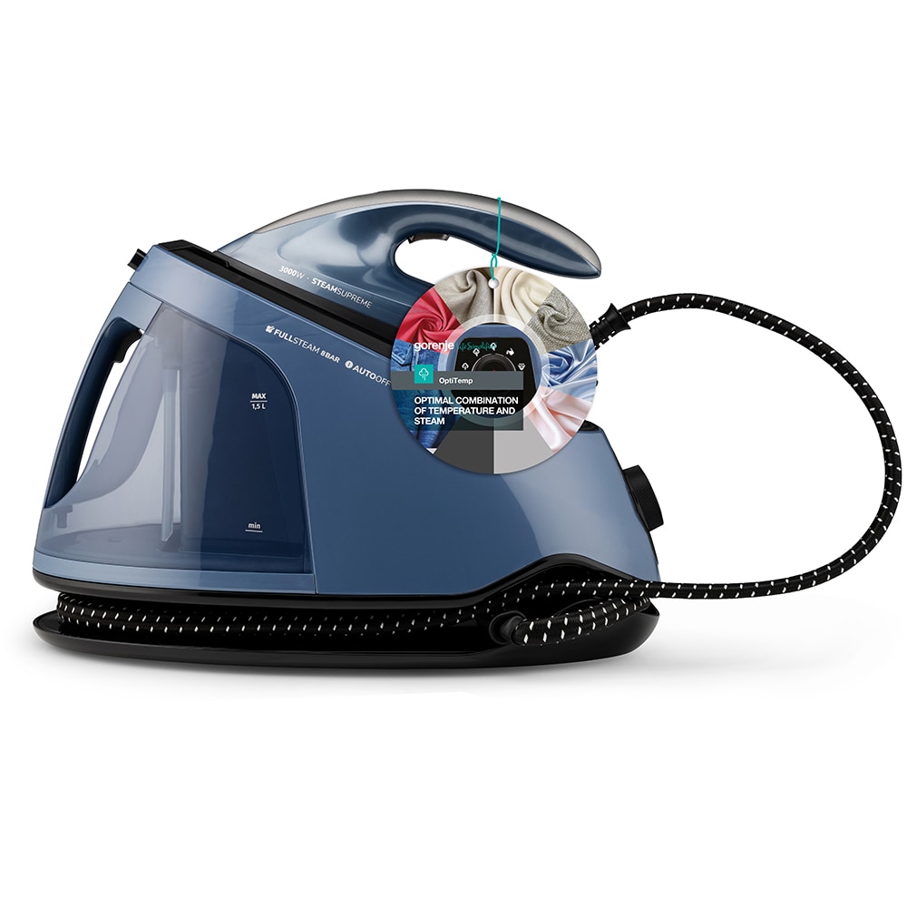 Statie de calcat GORENJE SGD3000BBK, 3000W, 480g/min, 1500ml, talpa ceramica, albastru-negru