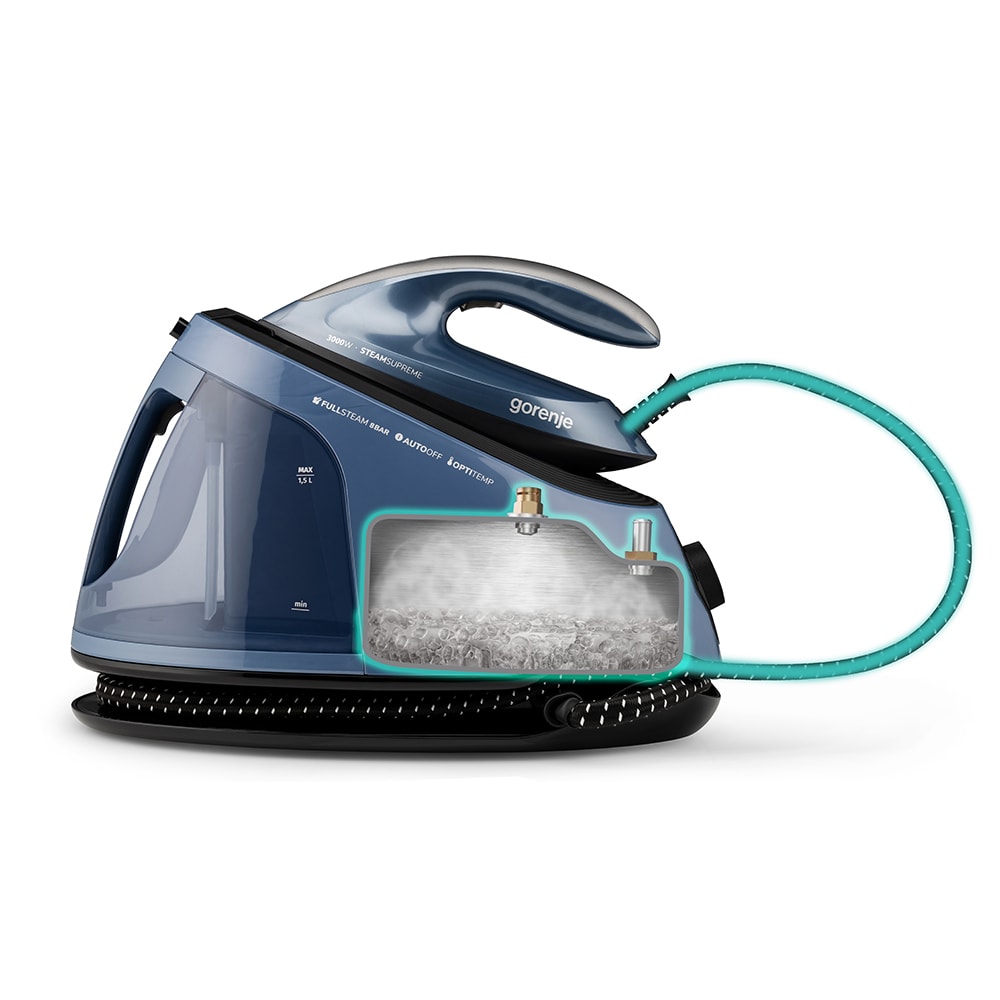 Statie de calcat GORENJE SGD3000BBK, 3000W, 480g/min, 1500ml, talpa ceramica, albastru-negru