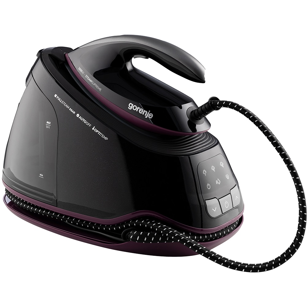 Statie de calcat GORENJE SGD3000BKV, 3000W, 480g/min, 1500ml, talpa ceramica, negru-mov