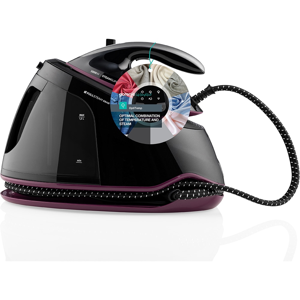 Statie de calcat GORENJE SGD3000BKV, 3000W, 480g/min, 1500ml, talpa ceramica, negru-mov