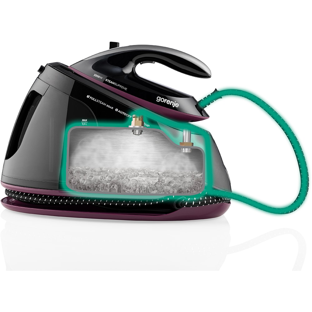 Statie de calcat GORENJE SGD3000BKV, 3000W, 480g/min, 1500ml, talpa ceramica, negru-mov