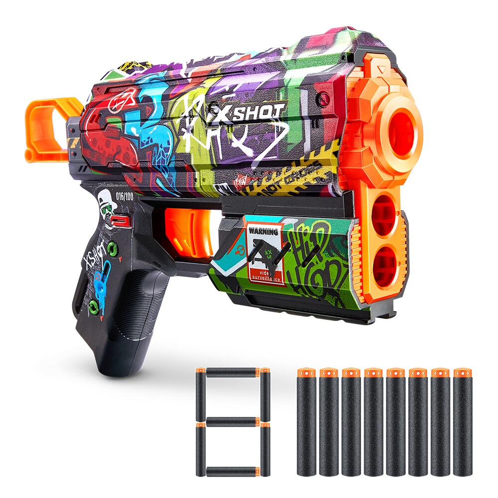 Jucarie de rol X-SHOT Skins Flux Dart Blaster - Illustrate SH36516O, 8 ani+, negru-alb