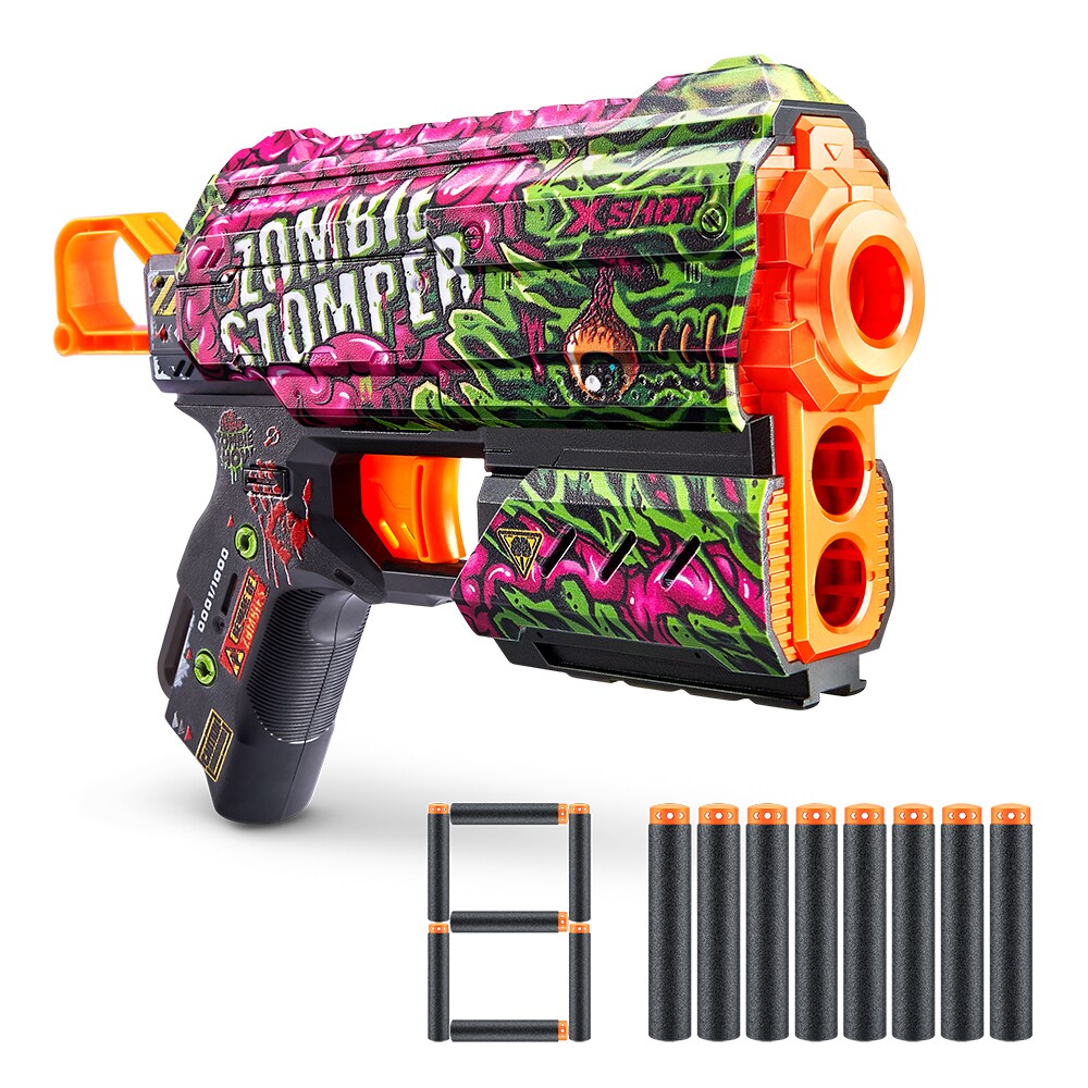 Jucarie de rol X-SHOT Skins Flux Dart Blaster - Illustrate SH36516O, 8 ani+, negru-alb
