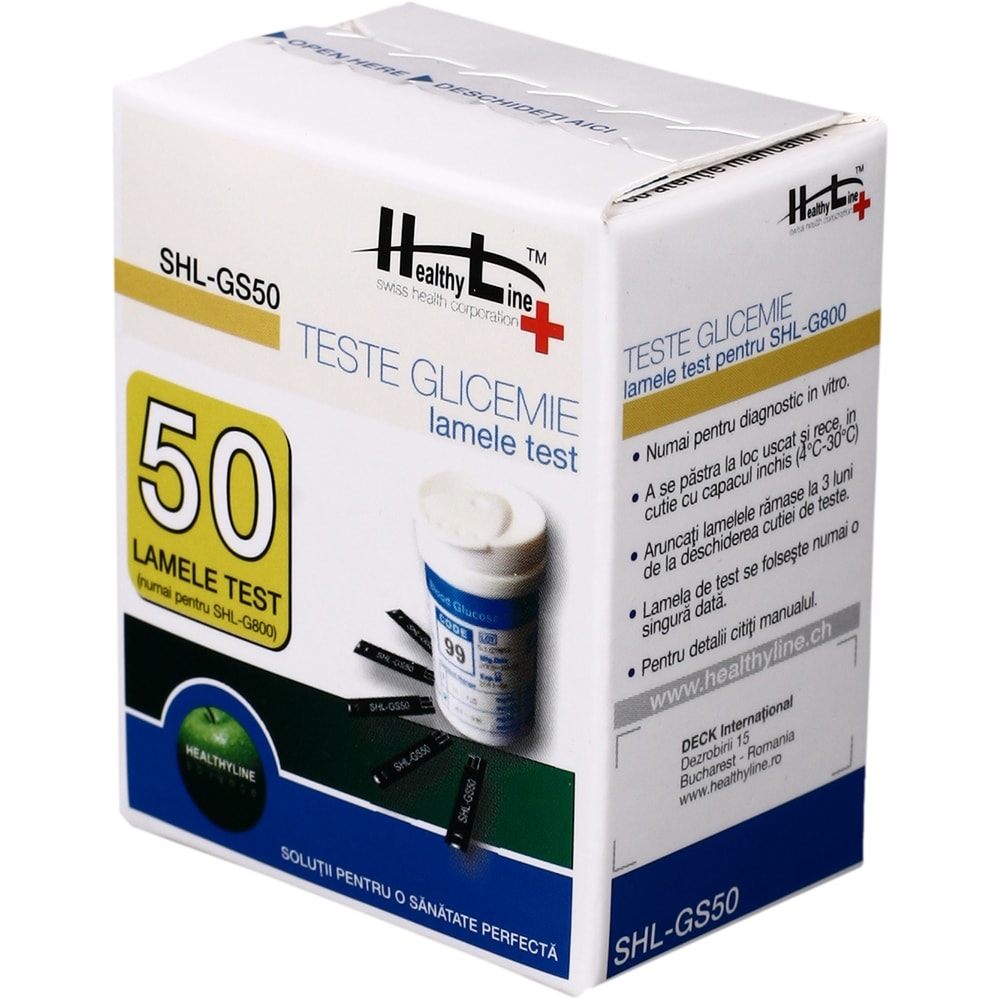 Teste glicemie HEALTHYLINE SHL-GS50, 50 bucati