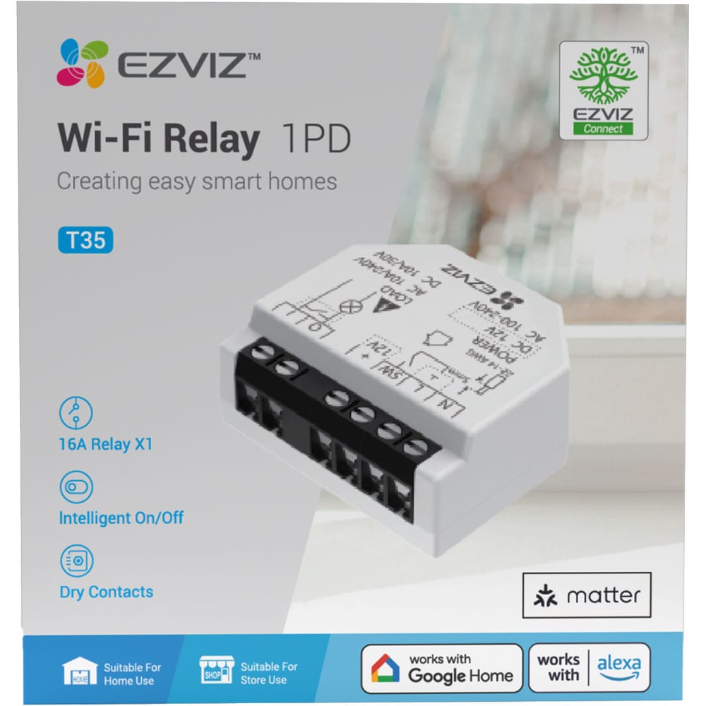 Releu smart EZVIZ T35W, Wi-Fi, cu programare si automatizare, control vocal, alb