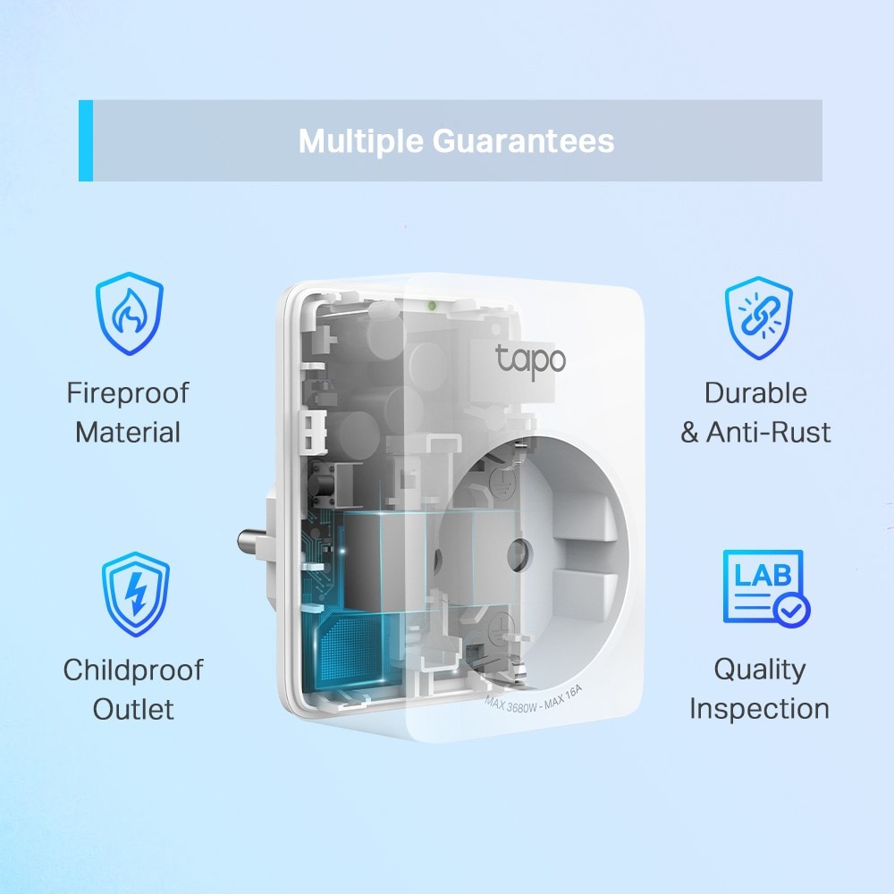 Set 2 prize inteligente TP-LINK Tapo P110, Wi-Fi, 3680W, 16A, alb