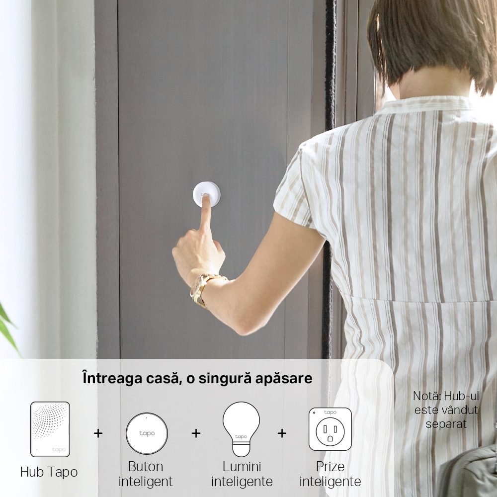 Comutator smart TP-LINK Tapo S200B, programabil, alb