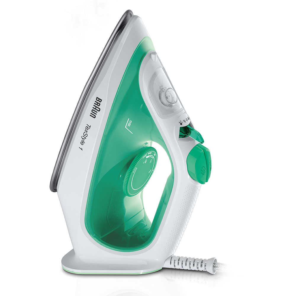 Fier de calcat BRAUN TexStyle 1 SI1040GR, 2000W, 120g/min, 220ml, talpa SuperCeramic, verde-alb