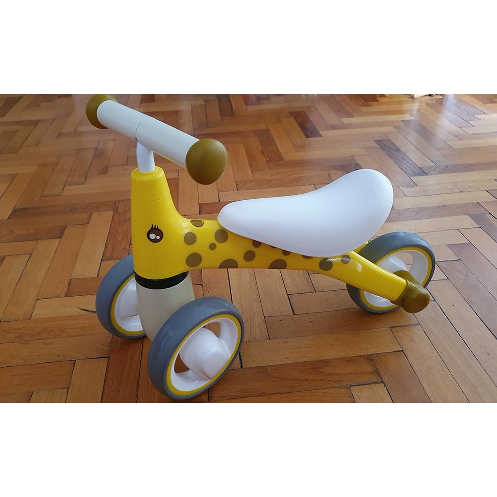 Tricicleta copii fara pedale DIDICAR Girafa SI4000, 1-3 ani, alb-galben