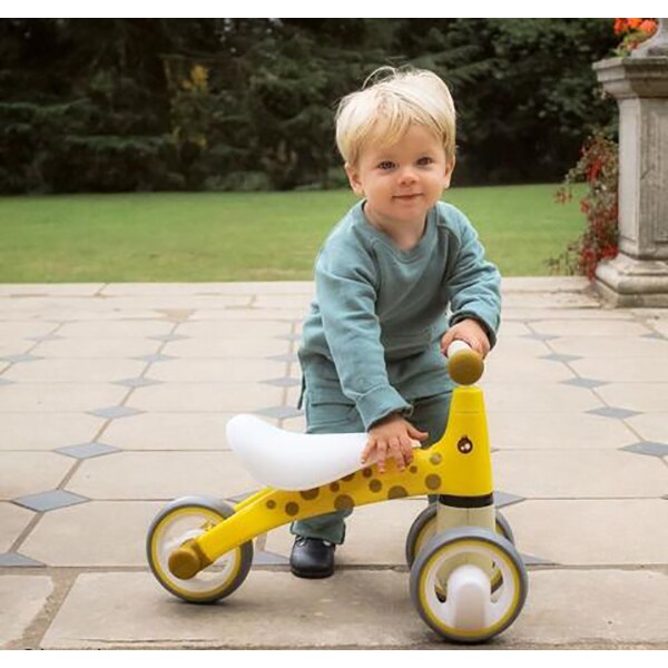 Tricicleta copii fara pedale DIDICAR Girafa SI4000, 1-3 ani, alb-galben