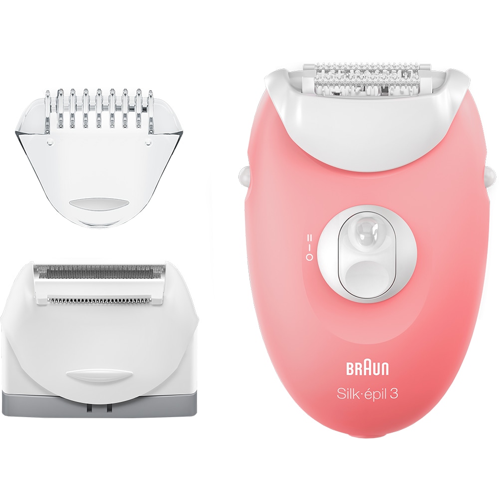 Epilator BRAUN Silk-epil 3 3-277, 20 pensete, 2 viteze, SoftLift Tips, retea, roz
