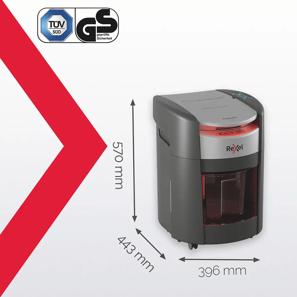 Distrugator documente automat REXEL SHREDMAX 150X, 150 coli, cos 15l, Cross-cut, P4, negru-gri