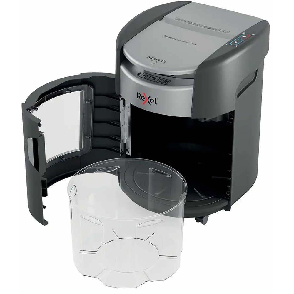 Distrugator documente automat REXEL SHREDMAX 150X, 150 coli, cos 15l, Cross-cut, P4, negru-gri