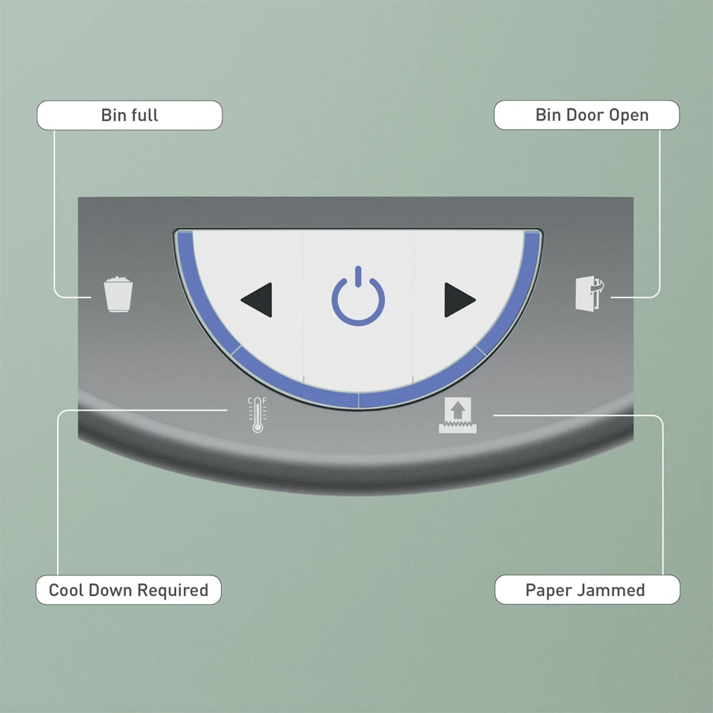 Distrugator documente manual Leitz IQ OptiMax Home Office 225, 6 coli, cos 15l, Micro-cut, P5, alb-gri