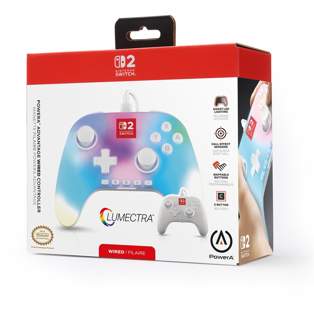 Controller POWERA Advantage Lumectra pentru Nintendo Switch 2, alb