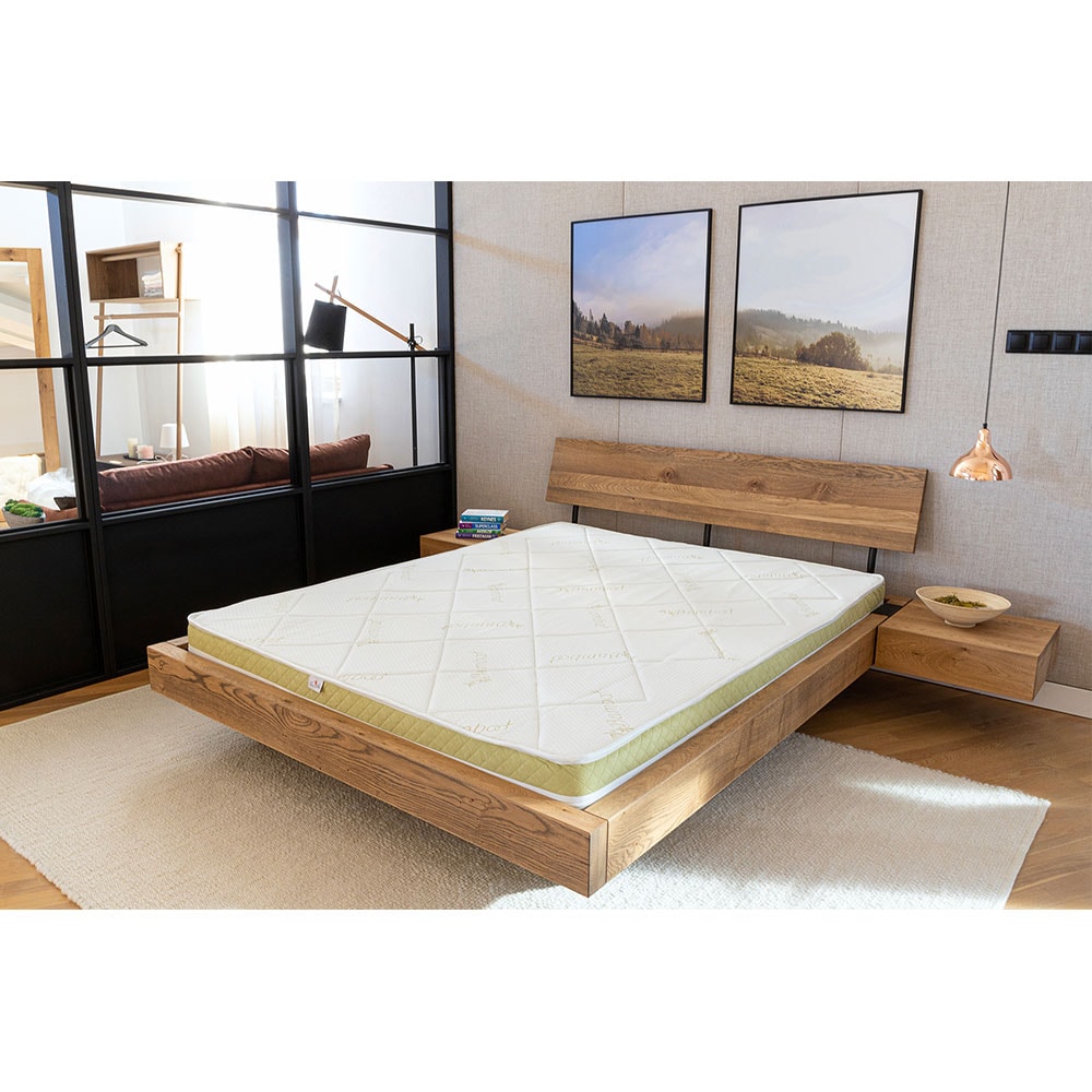 Saltea ortopedica BEST SLEEP Memory Energy Bambus 12+2+6 cm, 180 x 200 cm, Spuma cu memorie, Fermitate medie, aerisire 3D Air, fibra cocos