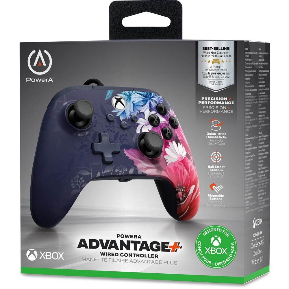 Controller POWERA Advantage Plus, Xbox Series X/S, PC, Night Blossom