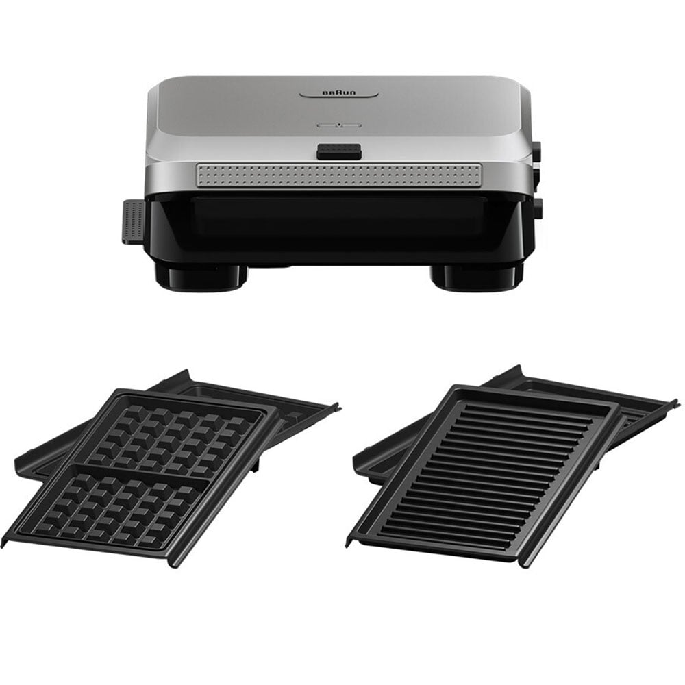 Sandwich maker BRAUN SM5006, 800W, 2 placi detasabile, negru-argintiu