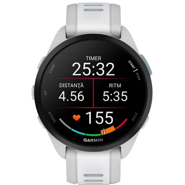 Smartwatch GARMIN Forerunner 165 43mm, GPS, Android/iOS, silicon, Mist Gray/Whitestone