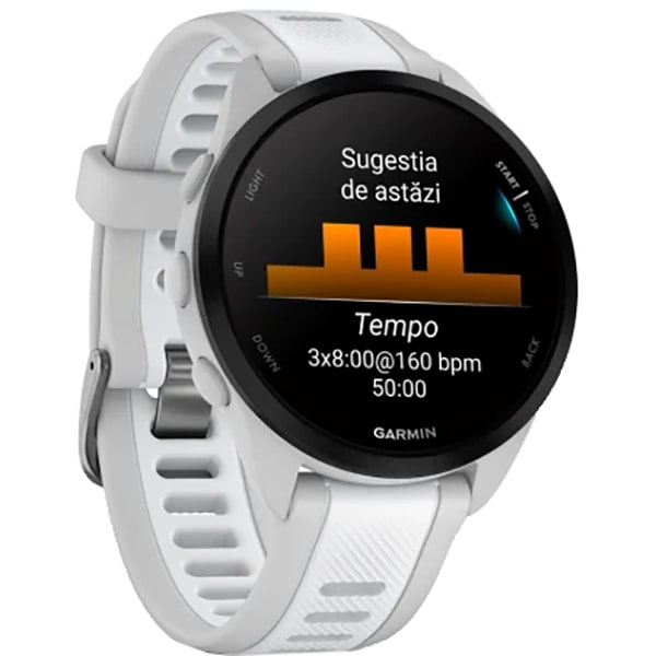 Smartwatch GARMIN Forerunner 165 43mm, GPS, Android/iOS, silicon, Mist Gray/Whitestone