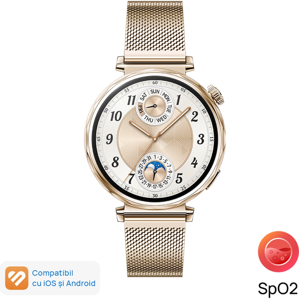 Smartwatch HUAWEI Watch GT 5 41mm, GPS, Android/iOS, Gold Milanese Strap