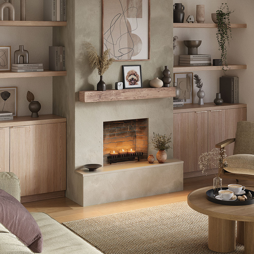 Focar cu lumanari TAGU ZenFlame, MDF, Caramiziu