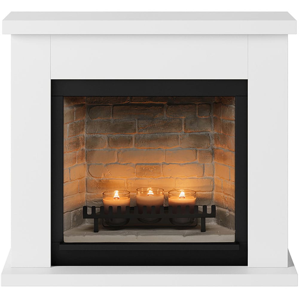 Semineu decorativ cu lumanari TAGU ZenFlame Frode Pure White, MDF, alb