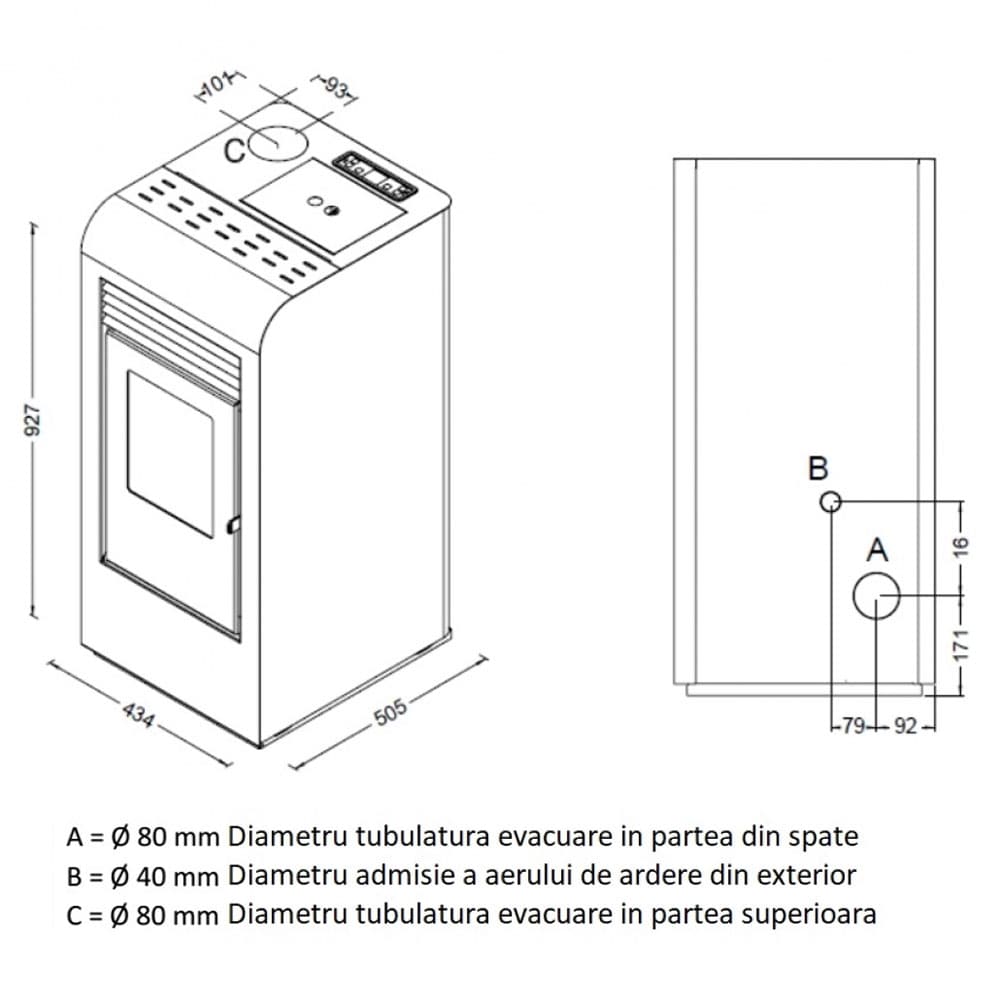 Termosemineu pe peleti GIADA Blood, 9.5 kW, rosu